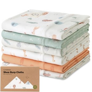 6pk Shea Baby Burp Cloths for Baby Boys and Girls, Organic Burping Cloths for Babies, Newborn - 1 of 4