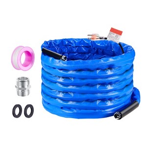VEVOR 50ft Heated Water Hose for RV, Heated Drinking Water Hose with Corrugated Cover Antifreeze to -45°F, Automatic Self-regulating, 5/8" I.D. Blue - 1 of 4