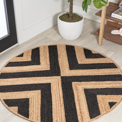 Piper Two-Tone Chevron Round Jute - JONATHAN Y