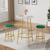 TiramisuBest 3-Piece Round Bar Table Set,Small Dining Table with 2 Stools, Backrest & Partition for Kitchen & Dining Room, Grey - 4 of 4
