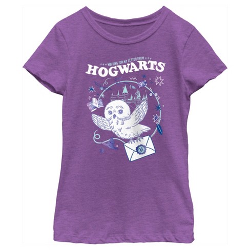 Girl's Harry Potter The Magic Letter T-Shirt - Purple Berry - Large