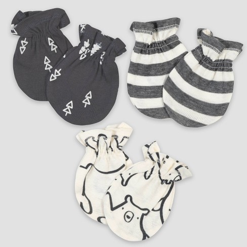 Gerber Baby Boys 3pk Bear Mittens Black Target