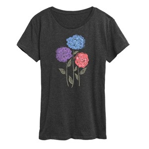 Women's - Instant Message - Pastel Hydrangea Flowers Short Sleeve Graphic T-Shirt - 1 of 4