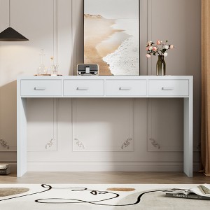 LOVMOR Modern Minimalist Console Table with Open Tabletop and Four Drawers with Metal Handles for Entry Way, Living Room and Dining Room - 1 of 4