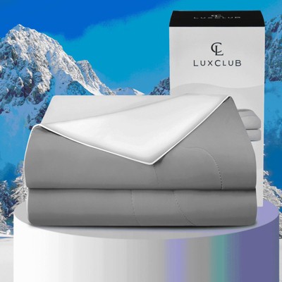 LuxClub Ice Cool Comforter – Soft Cooling Bed Comforter for Hot Sleepers, Lightweight & Breathable All-Season Duvet, Grey Twin