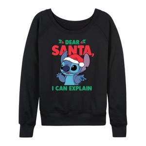 Women's - Lilo and Stitch - Dear Santa I Can Explain Christmas Lightweight French Terry Slouchy - 1 of 4