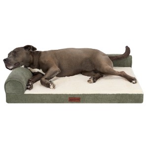 Plush & Grid Cord Orthopedic Deluxe L-Chaise Pet Bed for Dogs and Cats - 1 of 4