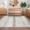 10x13 ft Washable Hallway Rug - Vintage Floral Print, Non-Shedding, Ultra-Thin & Foldable Runner with Non-Slip Backing,Beige - 3 of 4
