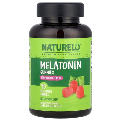NATURELO Melatonin Gummies, Strawberry, 90 Vegetarian Gummies (2.5 mg per Gummy)