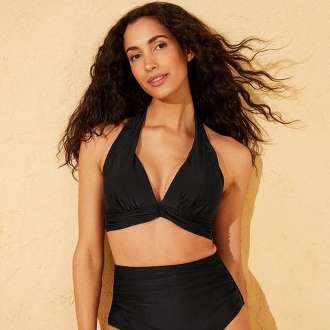 Shade & Shore Women's Longline Halter Triangle Bikini Top - Shade & Shore™ Black L