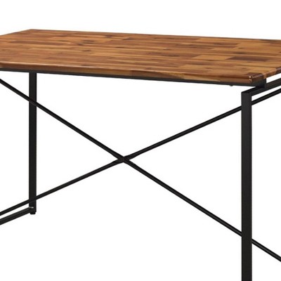 Jurgen 48" Oak and Black Industrial Dining Table