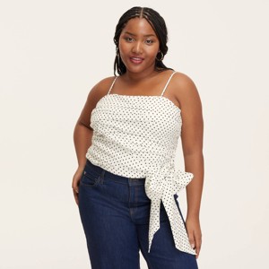 Women's Mini Polka Dot Ruched Linen Tank Top -  kate spade new york x Target Cream/Black - 1 of 4