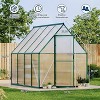 Coucheta 6x7ft Greenhouse Collection - Aluminum-Framed Polycarbonate with Roof Vent & Lockable Door, Heavy Duty for Backyard, Green & Silver - 2 of 4