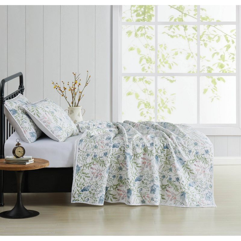 Cottage Classics Field Floral Quilt Set Blue/Green/White, 6 of 7