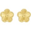 14k Yellow Gold 10mm Radiating Textured Flower Earrings - 3 of 4