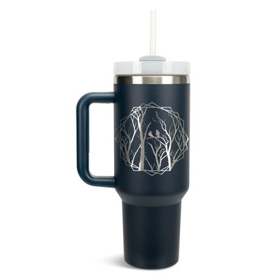 Elanze Designs Birds Resting on Tree Branches 40 oz. Stainless Steel, Large Water Bottle Coffee Mug, Spill & Leak Resistant, Thermal Travel Tumbler