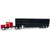 Peterbilt with Sleeper Cab Red with Black Livestock Trailer 1/87 (HO) Plastic Model Car by Promotex - 2 of 4