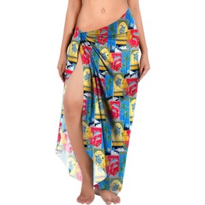 LA LEELA Women's Summer Bikini Wraps Beach Wrap Cover up Sarong Swimsuit Swimwear Bathing Suit Cover Ups for Womens One Size Multicolored, Leaf - 1 of 4