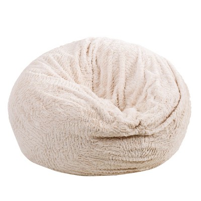 Paige 3' Shag Faux Fur Bean Bag Beige - Christopher Knight Home : Target