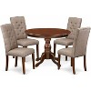 5-Piece Mahogany Finish Solid Wood Top Dining table with 4 Chairs with - 3 of 4