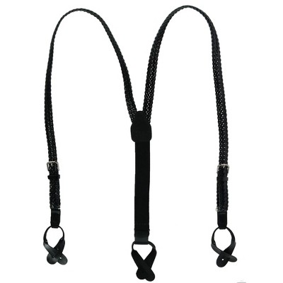 Ctm Coated Leather Button-end 3/4 Inch Braided Suspenders, Black : Target