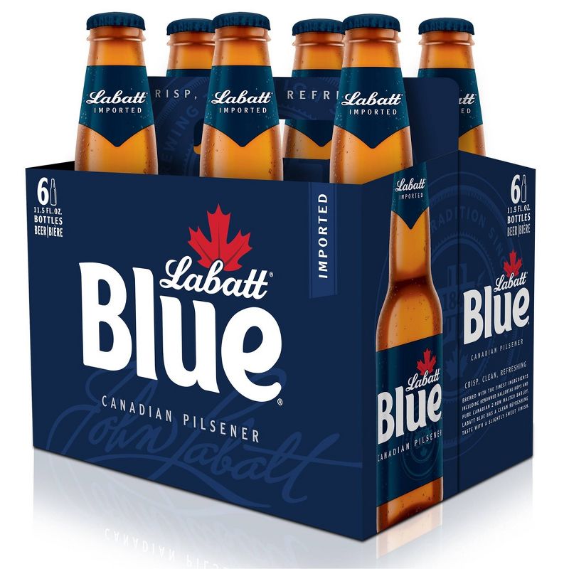 Labatt Blue Canadian Pilsener Beer - 6pk/12 fl oz Bottles, 1 of 4