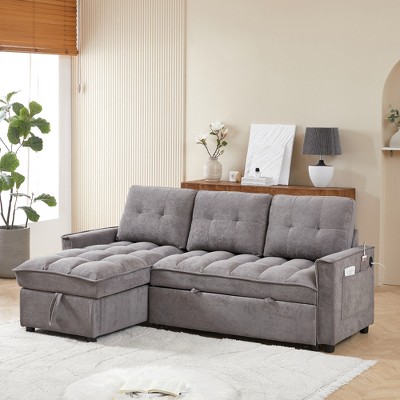 SKRAN 78.75" Reclining Sofa with USB and type-c charging ports, L-Shaped Sectional Sofa with Storage Features for Living Room