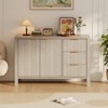 46.5" Fluted Sideboard Buffet Cabinet, Oak Finish Storage Cabinet with 3 Drawers & Adjustable Shelf, Modern Console Table - 3 of 4