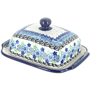 Blue Rose Polish Pottery 295 Ceramika Artystyczna Butter Dish - 1 of 2