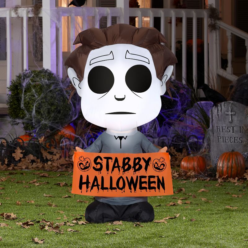 Gemmy Airblown Inflatable Stylized Michael Myers Universal, 3.5 ft Tall, Multicolored, 2 of 5