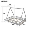 ALEXOUN Floor Size Bed with Door, Pine Bed Frame with Tent-Shaped Head board & Full-Length Guardrails - 3 of 4
