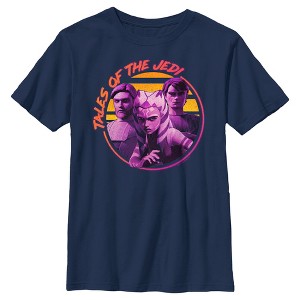 Boy's Star Wars: Tales of the Jedi Distressed Obi-Wan Ahsoka and Anakin T-Shirt - 1 of 4