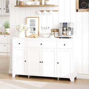 Coucheta 55-inch Sideboard Buffet Cabinet with 4 Doors & 3 Drawers, Adjustable Shelves Modern Kitchen Storage Cupboard for Dining Living Room - 1 of 4