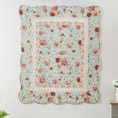 Antique Rose Multicolor Cotton Reversible Throw Blanket