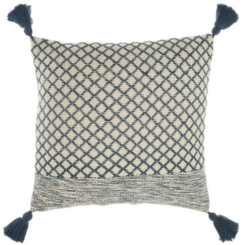 Life Styles Gray Lattice 18 Square Throw Pillow w/ Tassels