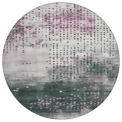 Blush And Emerald Geometric Washable Indoor Outdoor Area Rug