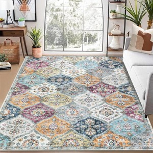 Rugs Washable Rugs for Bedroom Vintage Entry Boho Area Rug Living Room Rug Non Slip Non Shedding Stain Resistant Low Pile Folding Floor Cover - 1 of 4