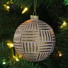 Northlight White and Gold Striped Matte Glass Christmas Ball Ornament 4" (100mm) - 2 of 3