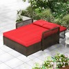 Tangkula Patio Rattan Daybed Wicker Loveseat Sofa w/ Multifunctional Ottoman - 3 of 4