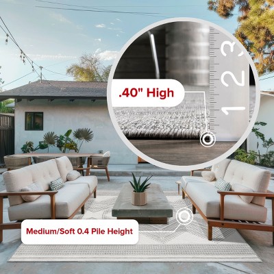Modern Boho Light Grey Square Synthetic Indoor/Outdoor Rug