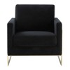 LeisureMod Lincoln Accent Arm Chair Upholstered in Velvet with Gold Frame - 3 of 4