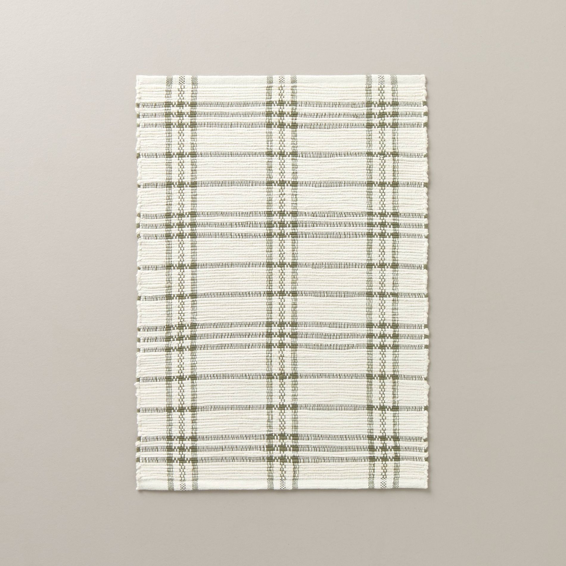 Tri-Stripe Plaid Handmade Woven Area Rug Green/Cream - Hearth & Hand™ with Magnolia