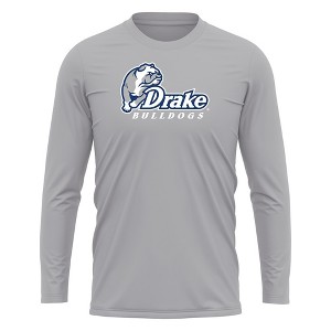 Drake University Adult Sport Long Sleeve Shirt Primary Logo, Athletic Heather - 1 of 4