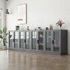 36"x124"x16" Black Sideboard Cabinet, Storage Organizer with Adjustable Shelves and Glass Doors for Kitchen Bedroom Living/Dinning Room - 2 of 4