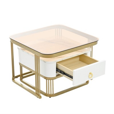 Nesting Coffee Table Set Of 2, Square Modern Stacking Table, With ...
