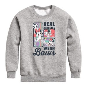 Boys' - Disney - Real Athletes Wear Bows Graphic Long Sleeve Fleece Sweatshirt - 1 of 4