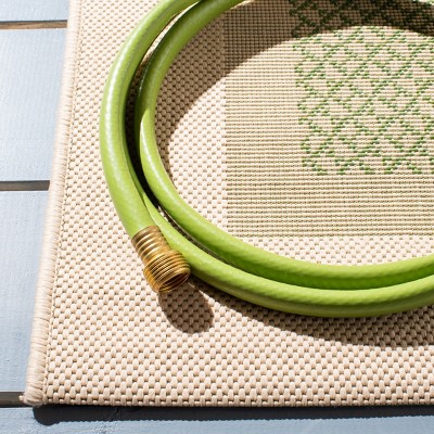 Natural and Olive Rectangular Synthetic Indoor/Outdoor Rug