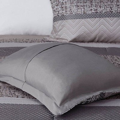 Gray and Taupe Geometric Jacquard Queen Comforter Set