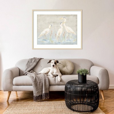 Driftwood Waterbirds II Natural Wood Framed Wall Art Print