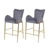 28" Velvet Bar Stools Set of 2,Tufted Back Arm Chairs with Gold Metal Legs and Footrest for Kitchen Island Dining Room-Baofuwish - 3 of 4